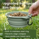 Silicone Travel Dog Bowl With Steel Rim - Image 2