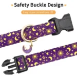Adjustable Moon Print Cotton Dog Collar - Image 4