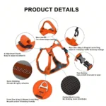XL Orange No-Pull Dog Harness - Image 4