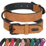 2pcs Large Adjustable Genuine Leather Dog Collar