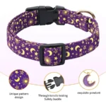 Adjustable Moon Print Cotton Dog Collar - Image 2