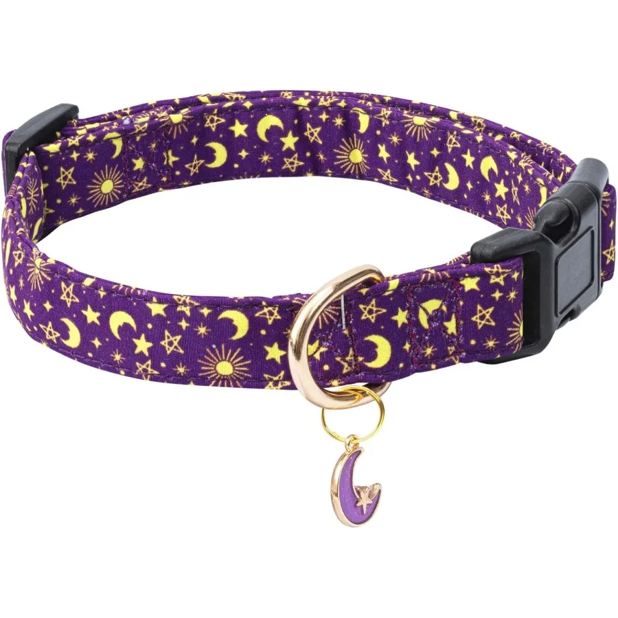 kf-Se7cc44e394884d5391484a37a2a07e7aS Adjustable Moon Print Cotton Dog Collar - Image 1