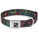 Metal Buckle Dog Collar with Seatbelt Clasp - 15 to 24 Inches 1.0 Inch Wide