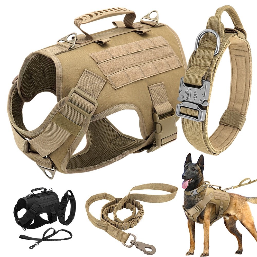 file.jpg Nylon Tactical Dog Harness, Collar & Leash - Image 1