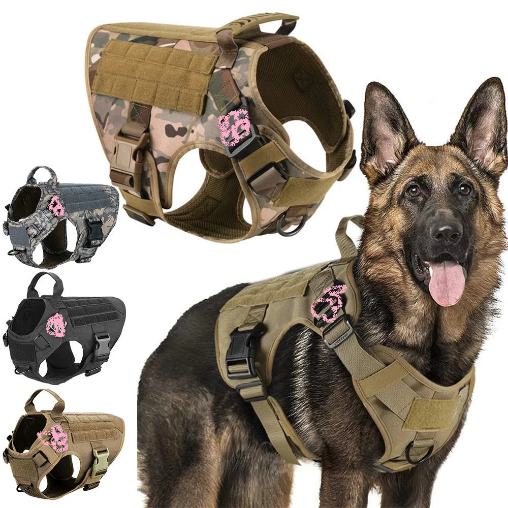 kf-S3ce9845583fb4c288bd1b3c504567815k Tactical Dog Harness with Breathable Padding, Control Handle & MOLLE Panels - Image 1
