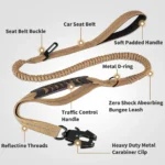 Tactical Reflective Dog Leash with Bungee Shock Absorber & Dual Handles - Image 7