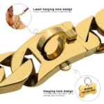 Cuban Chain Dog Collar 316 Stainless Steel in Gold or Silver - Image 3