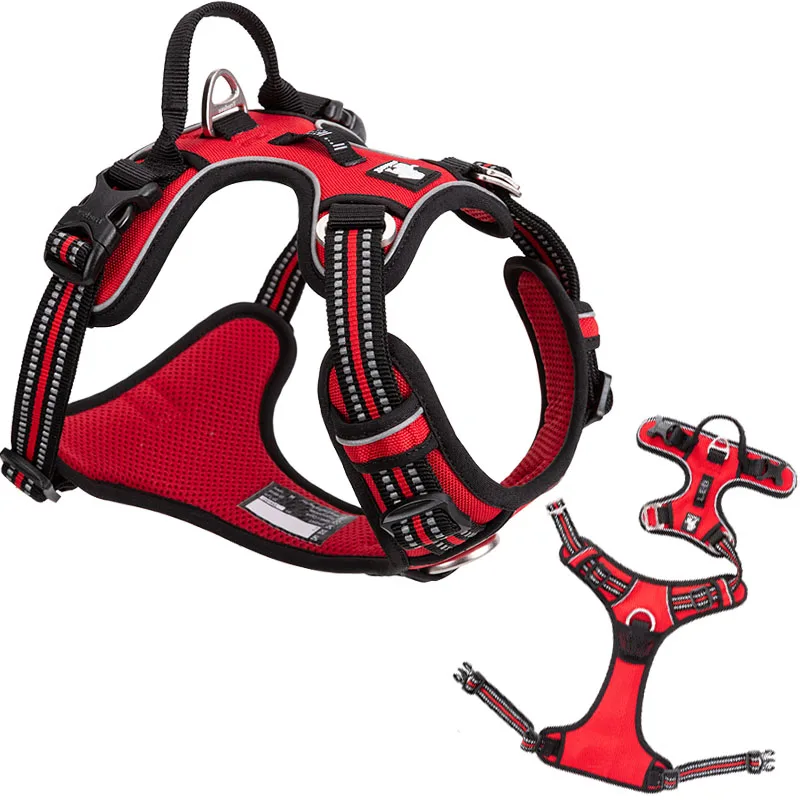 kf-Hcf0c28f58faa4085977d375c1741399dQ Four-Strap Nylon Dog Harness with Reflective Strips and 3 Buckles - Image 1