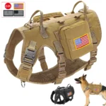 Padded Nylon Harness Vest with 2 Bags and 3 Flags for Working Dogs