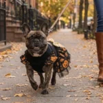 Black Mesh Dog Dress with Pumpkin Print and Big Bow - Image 4