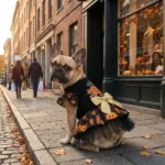 Black Mesh Dog Dress with Pumpkin Print and Big Bow - Image 5
