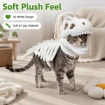 Slip-On T-Rex Skeleton Pet Costume with Skull Hood and Tail - Image 4