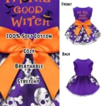 Halloween Dog Dress with Bow in Pumpkin, Witch or Bat Style - Image 6